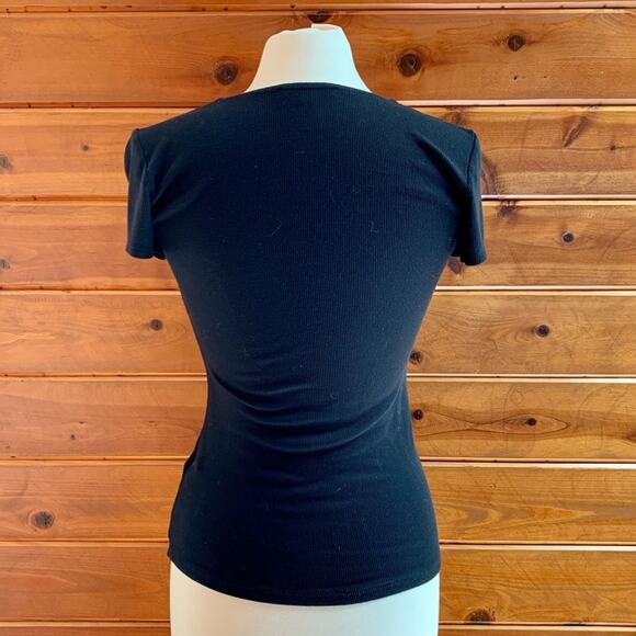 Ribbed Square Neck Short Sleeve Top - Picture 7 of 8